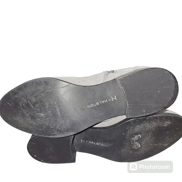 H By Halston Naomi Gray Suede Leather Knee High Heeled Boots in 8.5M - Picture 5 of 5